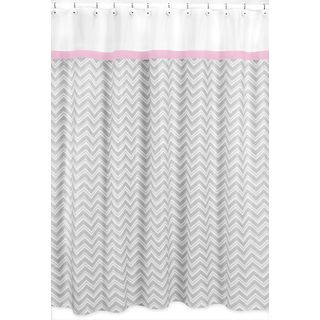Chevron Grey Shower Curtain Pink Trim (Grey, white, Materials: 100 percent cottonDimensions: 72 inches wide x 72 inches longCare instructions: Machine washableShower hooks and liners not includedThe digital images we display have the most accurate color p