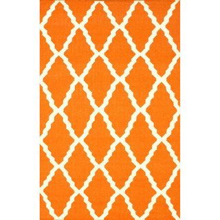 Nuloom Hand hooked Moroccan Trellis Flatweave Orange Wool Rug (5 X 8) (IvoryPattern AbstractTip We recommend the use of a non skid pad to keep the rug in place on smooth surfaces.All rug sizes are approximate. Due to the difference of monitor colors, so
