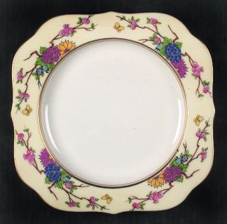 Lenox China Mandarin Square Salad Plate, Fine China Dinnerware   Flowers, Branch