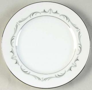 Sango Alsace Bread & Butter Plate, Fine China Dinnerware   Gray Scrolls On Rim,P