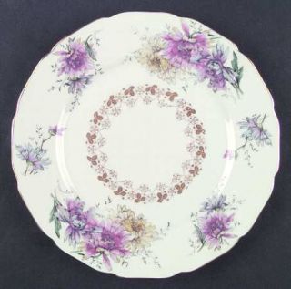 Black Knight Thelma Dinner Plate, Fine China Dinnerware   Pink/Purple Mums, Gold