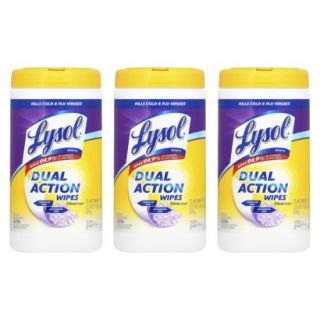 LYSOL Dual Action Disinfectant Wipes   CITRUS, 75 Count, 3 Pack
