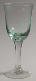 Primitive Artisan Crystal Marseille Water Goblet   Green Bowl, Clear Smooth Stem