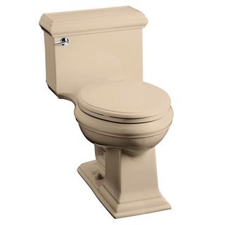 Kohler Memoirs Comfort Height 1 piece 1.28 Gpf Mexican Sand Elongated Toilet (Mexican SandDimensions 28.625 inches high x 17.75 inches wide x 28.125 inches longWater capacity 1.28 gallonsFlush SinglePieces 1Shape ElongatedHardware finishPolished chr