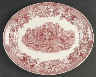 Thomas Hughes Avon Cottage Pink 12 Oval Serving Platter, Fine China Dinnerware