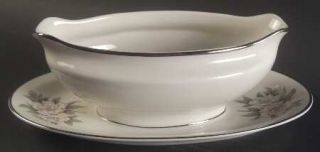 Royal Jackson Heirloom Gravy Boat with Attached Underplate, Fine China Dinnerwar