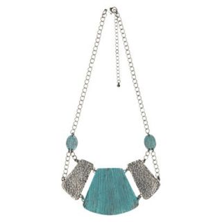 Womens Fashion Statement Necklace   Silver/Turquoise(18)