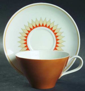 Noritake Mesa Flat Cup & Saucer Set, Fine China Dinnerware   Orange,Tan,Yellow S