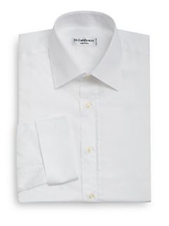French Cuff Cotton Pique Dress Shirt   White