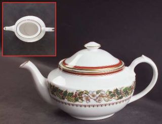 Spode Christmas Rose Teapot & Lid, Fine China Dinnerware   Bone,Flowers & Holly,