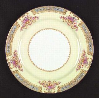 Noritake Mystery #171 Dinner Plate, Fine China Dinnerware   Blue&Tan Border,Flor