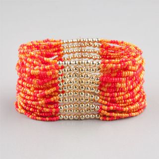 Multi Seed Bead Bracelet Coral One Size For Women 234515313