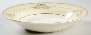 Crown Potteries 10007 Rim Soup Bowl, Fine China Dinnerware   Gold Scrolls, Circl