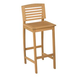 Bali Hai Natural Teak Outdoor Bar Stool (TeakMaterials: Shorea woodFinish: NaturalWeather resistant: YesUV protectionEco friendly, plantation grown shorea woodDurable and has natural resistance to waterArc shaping in the back legsContoured seat Dimensions
