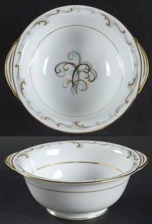 Noritake Esquire Lugged Cereal Bowl, Fine China Dinnerware   Blue & Brown Scroll