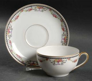 Thun Empire (White) Flat Cup & Saucer Set, Fine China Dinnerware   White Backgro