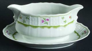 Heinrich   H&C Chambord (Floral) Gravy Boat with Attached Underplate, Fine China