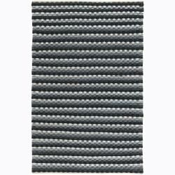 Handwoven Gray/charcoal/blue Mandara New Zealand Wool Rug (5 X 76) (Blue, CharcoalPattern: StripeTip: We recommend the use of a  non skid pad to keep the rug in place on smooth surfaces. All rug sizes are approximate. Due to the difference of monitor colo