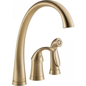 Delta Faucet 4380 CZ DST Pilar Single Handle Kitchen Faucet with Side Spray