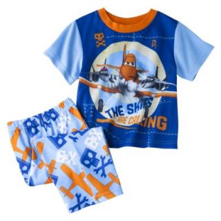 Disney Planes Toddler Boys 2 Piece Short Sleeve Pajama Set   Blue 4T