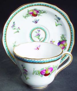 Spode Trapnell (Center Medallion) Footed Cup & Saucer Set, Fine China Dinnerware