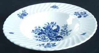 Royal Worcester Blue Sprays (White) Rim Soup Bowl, Fine China Dinnerware   Blue