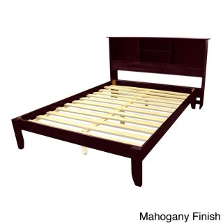 Scandinavia Full size Solid Wood Platform Bed With Bookcase Headboard