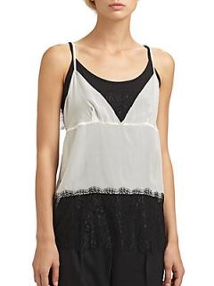 Lace Trimmed Tank   Eggshell