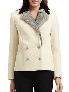 Fur Collared Cropped Jacket   Ivory