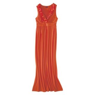 Merona Womens V Neck Ruffle Maxi Dress   Luau Orange   M