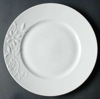 222 Fifth (PTS) Romance Dinner Plate, Fine China Dinnerware   All White,Bone,Emb