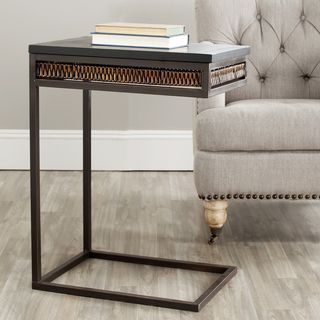 Safavieh Tadley Wicker Accent Tea Side Table (Dark brownMaterials: Wood, wicker, ironFinish: Dark brownDimensions: 27.6 inches high x 20.9 inches wide x 14.6 inches deepChairs arrives fully assembled )