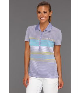 PUMA Golf Yarn Dyed Stripe Polo Shirt 13 Womens Short Sleeve Knit (Purple)