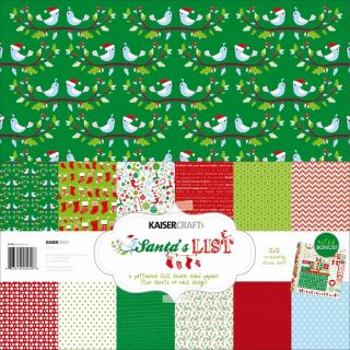 Santas List Paper Pack 12 X12 : 6 Double sided Designs/2 Each + Stickers