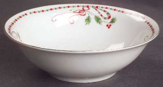 Gibson Designs Festive Traditions Soup/Cereal Bowl, Fine China Dinnerware   Red