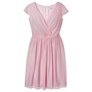 TEVOLIO Womens Chiffon Cap Sleeve V Neck Dress   Pink   12