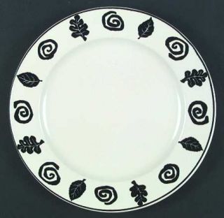 Mikasa Central Park Dinner Plate, Fine China Dinnerware   Black Leaves & Trim, S