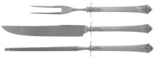 Royal Crest Castle Rose (Sterling, 1942) Large 3 Piece Roast Carving Set w/ Stai