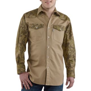 Carhartt Ironwood Snap Front Twill Work Shirt   Khaki/Camo, Small, Model# S209
