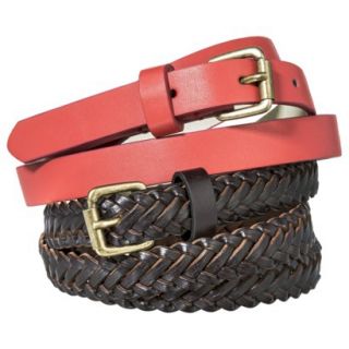 Mossimo Supply Co. Two Pack Skinny Belt   Brown/Coral XL