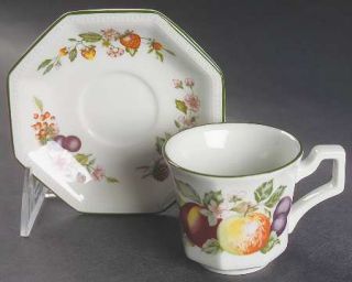 Johnson Brothers Fresh Fruit Flat Demitasse Cup and Saucer Set, Fine China Dinne