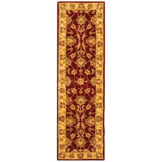 Handmade Heritage Kerman Red/ Gold Wool Runner (23 X 12) (RedPattern: OrientalMeasures 0.625 inch thickTip: We recommend the use of a non skid pad to keep the rug in place on smooth surfaces.All rug sizes are approximate. Due to the difference of monitor 