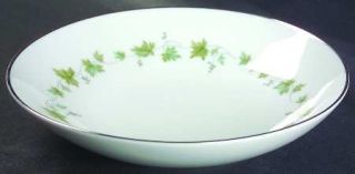 Noritake Lexington Coupe Soup Bowl, Fine China Dinnerware   Green Leaves,Blue Vi