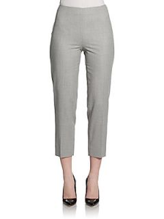 Cropped High Waisted Trousers   Grey