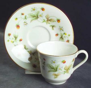 Royal Doulton Strawberry Cream Flat Cup & Saucer Set, Fine China Dinnerware   St