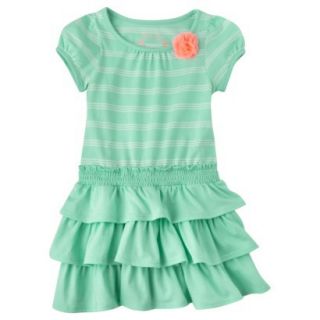 Cherokee Infant Toddler Girls Knit Stripe Dress   Mint 3T