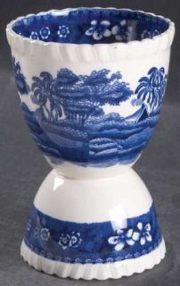 Spode Tower Blue (No #,Older,Gadroon) Double Egg Cup, Fine China Dinnerware   Bl