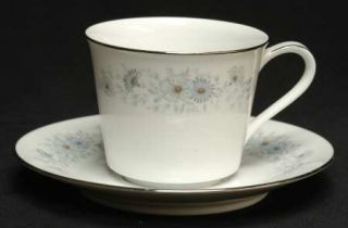 Noritake Inverness Flat Cup & Saucer Set, Fine China Dinnerware   Blue Flowers,G