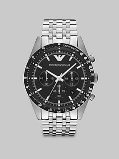 Emporio Armani Brushed Stainless Steel Chronograph Watch   No Color