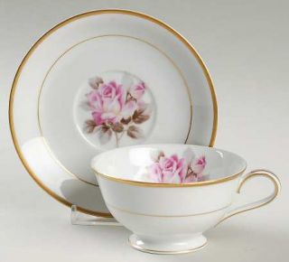 Noritake Rosetta Footed Cup & Saucer Set, Fine China Dinnerware   Pink Rose&Rose